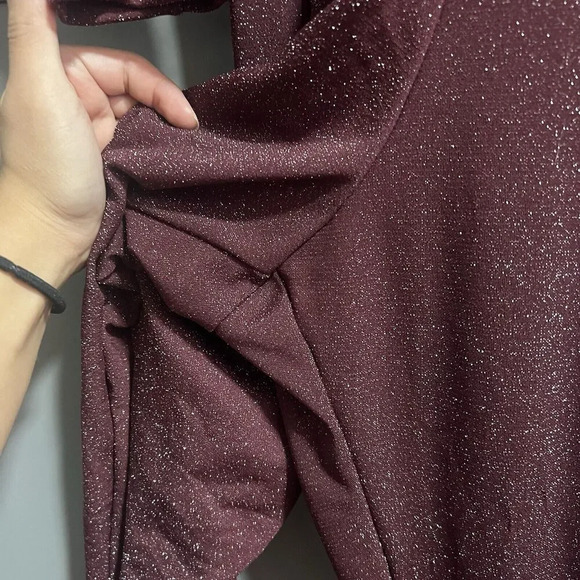 Savage X Fenty Plus L/S Hooded Sparkly Stretchy Jumpsuit Red Cocoa Size 1X - Picture 3 of 8